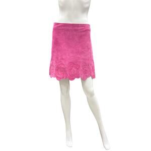 NWT Sorbé Skirt Women’s Size S ‘Magenta Sky’ Mini Leather Flower Design Pink